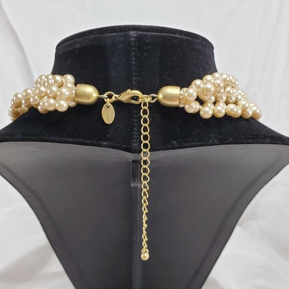 VTG Lia Sophia Necklace Rosedust Multi-Strand Champagne Faux Pearl Necklace - Picture 8 of 10